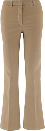 Ql2 Quelledue Flared Beige Pants With Smooth Cotton Velvet Finish