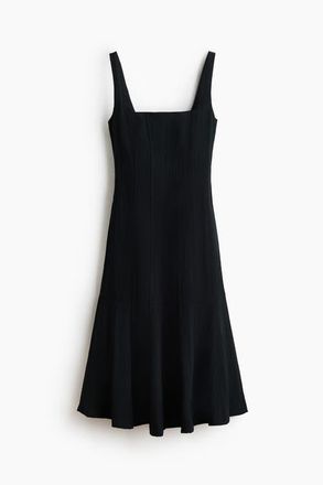 H&M Flared-skirt Midi Dress in Black at Nordstrom, Size X-Small
