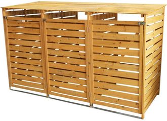 MonsterShop Monster Racking - Triple Cobertizo Para 3 Contenedores De Basura De 240l Cubo De Basura Almacenaje Madera Papelera Desperdicios Exterior Jard&iacute;n Recicl