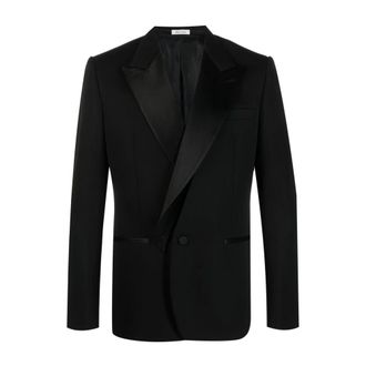 Alexander McQueen Double-breasted Silk Blazer - male - Alexander McQueen - Blazers - Black - XL - Jackets