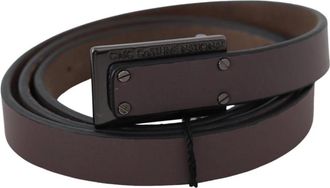 Costume National Donkerbruin Leren Verstelbare Riem - Dames - Riemen - Bruin - ONE Size - Leer - Accessoires