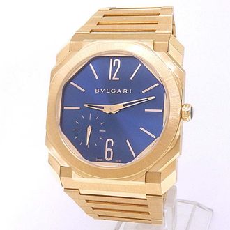 Bulgari Pre-owned Bvlgari Octo Finissimo Hand Wind Blue Dial Mens Watch 103812