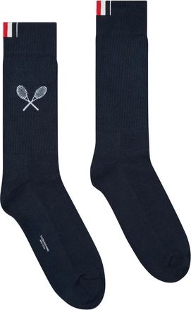 Thom Browne Sokken met dubbele racket en geribbeld detail - Blauw