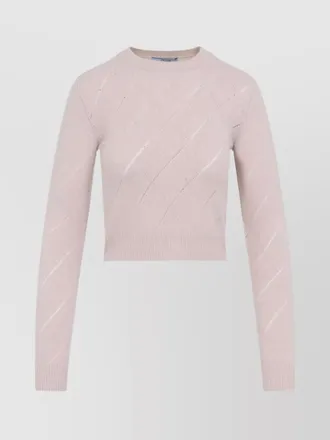 Prada cashmere cropped perforated diamond knit jumper