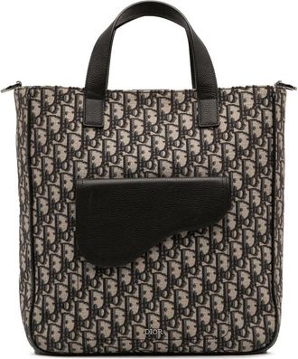 Dior Pre-owned Dior Oblique Canvas and Leather Saddle Tote Ladies DE50CN430988M1ML