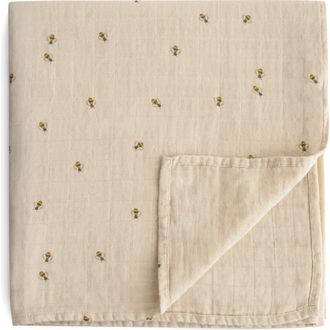 Mushie Muslin Swaddle Blanket in Bees at Nordstrom