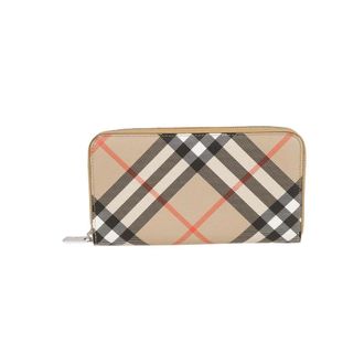 Burberry Accessoires, Dames, Beige, ONE Size, Katoen, Check Zip Wallet