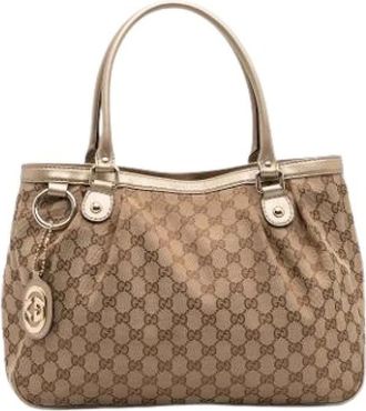 Gucci Pre-owned Handbags, female, Brown, Size: ONE SIZE Pre-owned Canvas Tote
