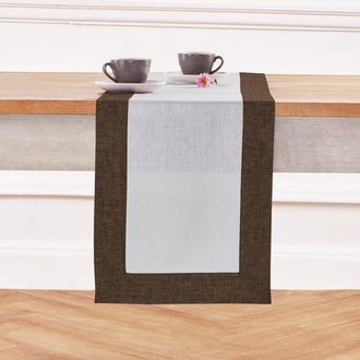 Solino Home Linen Table Runner for Dining Table, Holiday and Everyday Table Decor - Contempo in Chambray Brown And White at Nordstrom, Size Xx-Small