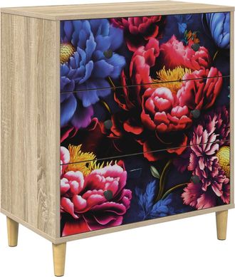vidaXL Cajonera Kiel Impresi&oacute;n De Peon&iacute;a Oscura 66 X 36,5 X 75 Cm Vidaxl