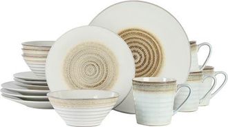 Gibson Home Spiral Embossed 16 Piece Stoneware Dinnerware Set in White at Nordstrom