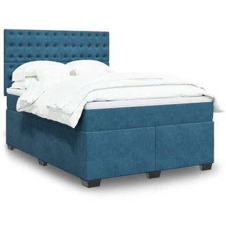 vidaXL Vidaxl - Cama Box Spring Con Colch&oacute;n Terciopelo Azul 160x200 Cm