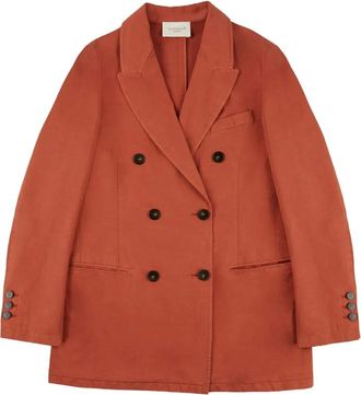 Montedoro Red double-breasted blazer - women - Cotton/Linen/Flax/Cotton - 38 - Orange