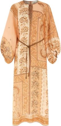 Zimmermann Kleedjes, Dames, Veelkleurig, S, Linnen, Lucky Tunic Midi Linnen Jurk