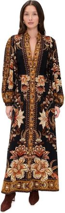 Farm Rio Womens Majestic Garden Black Maxi Dress