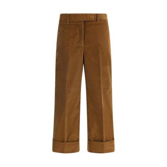 Thom Browne Womens Wideleg Corduroy Pants - Tan Cotton - Size EU 38 (Womens)