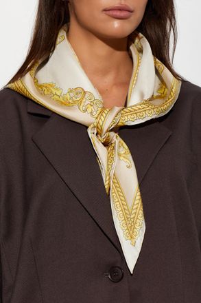 Versace Silk Scarf, Unisex, Cream