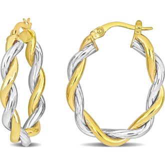Delmar Two-Tone Twisted Oval Hoop Earrings in Gold Multi at Nordstrom Rack
