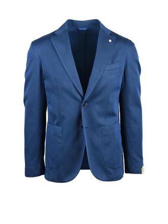 L.B.M. 1911 Royal Blue Cotton Mohair Wool Fitted Jacket
