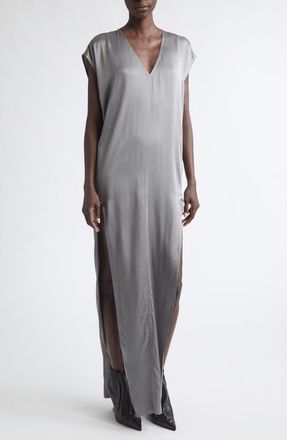 Rick Owens Arrowhead Satin Shift Gown in Steel at Nordstrom, Size 44