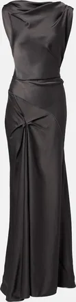 Victoria Beckham Posy draped gathered cr&ecirc;pe satin gown