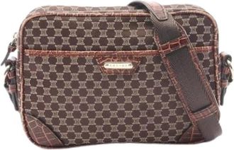 Celine Pre-owned Canvas Shoulder Bag - Dames - Vintage Schoudertas - Bruin - ONE Size - Leer - Vintage