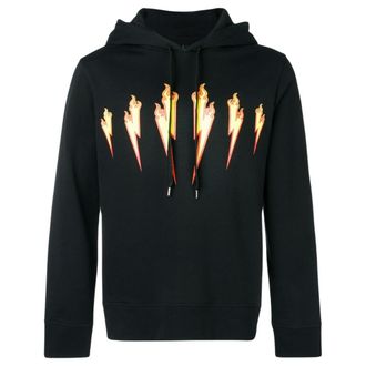 Neil Barrett Zwarte hoodie met Neil Barrett Thunder Flame Lightning Bolt-logo