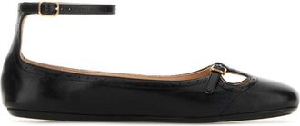 Chlo&eacute; Black Leather Ballet Flats