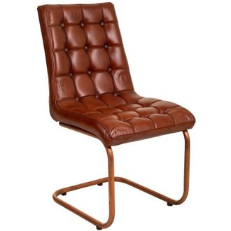 Wanderlust Deco Wanderlust Deco - Silla De Metal Y Piel Marr&oacute;n 46x46x93