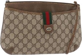 Gucci Pre-owned Vintage GG Canvas Shoulder Bag - Dames - Vintage Schoudertas - Beige - ONE Size - Leer - Vintage