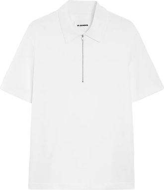 Jil Sander zip-up knitted polo shirt - men - Polyamide/Cotton - 46 - White