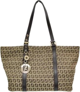 Fendi Pre-owned Zucchino 8Bh 215 Tote Bag - Dames - Vintage Shopper - Beige - ONE Size - Leer - Vintage