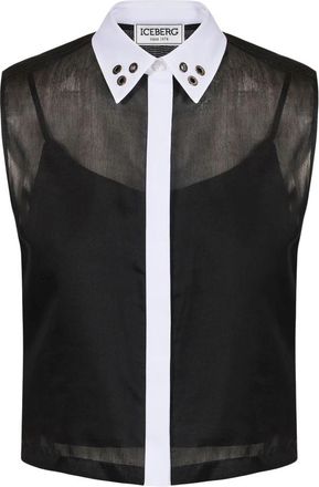 Iceberg Regular Fit Top van Technische Mousseline met Slipvoering - Dames - Tops zonder mouwen - Zwart - XS - Tops