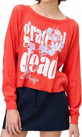 Daydreamer Grateful Dead Blooming Flowers Raglan Long Sleeve Top In Radiant Watermelon