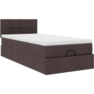vidaXL Cama Otomana Con Colch&oacute;n Marr&oacute;n Oscuro 90x200 Cm Tela Vidaxl