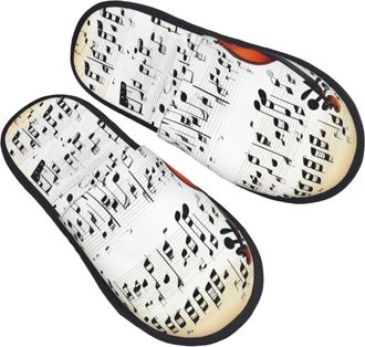 Generic Violin Sheet Music Men Women Slippers Soft Shoes Slip On Sliders For Winter Bedroom Outdoor M