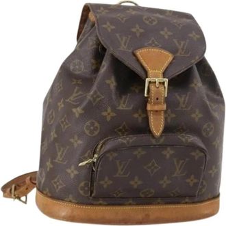 Louis Vuitton Pre-owned Montsouris MM Rugzak - Dames - Vintage Rugzakken - Bruin - ONE Size - Leer - Vintage