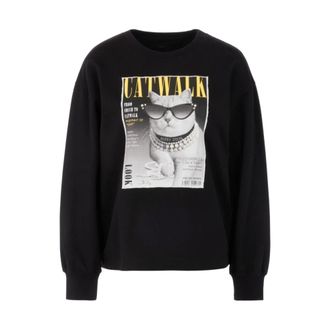 Marc Cain Hoodies & sweatvesten, Dames, Zwart, L, Katoen, Sweatshirt met iconische print