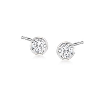 RS Pure by Ross-Simons Bezel-Set Diamond Stud Earrings in Sterling Silver