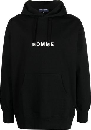 Comme Des Gar&ccedil;ons logo-print hoodie - men - Cotton - L - Black