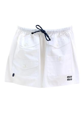 Miu Miu patch-pocket drawstring mini skirt - Bianco