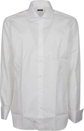 Barba Lange Mouw Shirt met Ronde Hals - Heren - Zakelijke Overhemden - Wit - 3XL - Katoen - Overhemden