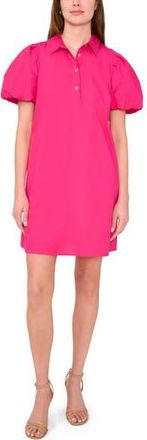 Halogen Puff Sleeve A-Line Shirtdress in Fiercely Fuschia at Nordstrom Rack, Size X-Small