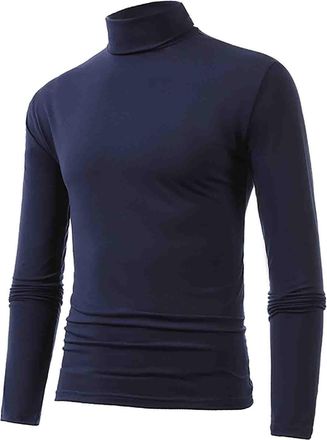 Generic Mens Polo Roll Neck Jumper Turtle Neck Tops for Men UK Ribbed Knit Slim Fit Jumpers Long Sleeve Lightweight Pulllover Shirts Autumn Winter Solid Color