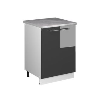 Vicco Mueble Bajo De Cocina Fame-line, Antracita Alto Brillo/blanco, 60 Cm 1 Puerta Con Encimera, Vicco