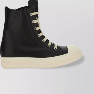 Rick Owens leather high-top sneaker contrast sole