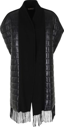 Herno Black Sleeveless Fringe Hem Wool-Blend Vest