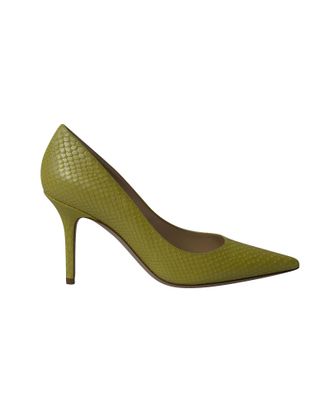 Jimmy Choo London Jimmy Choo Agnes Pareldruk Slangenhuid Pump in Geel Leer