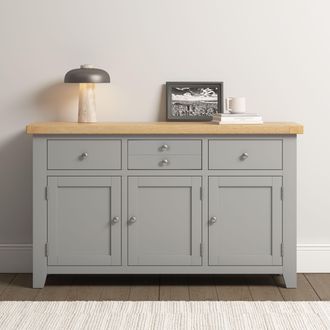 Seconique Windsor 3 Door 3 Drawer Sideboard (Fully Assembled) in Light Grey