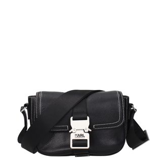 Karl Lagerfeld Black Leather Crossbody Womens Bag